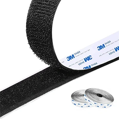 Immagine di Drenky Nastro Adesivo a Strappo, Nero Strisce Laccio Extra Forte con Chiusura Strappo Autoadesivo Riutilizzabile Hook Loop per Zanzariera e Portafoto, 5m x 2cm