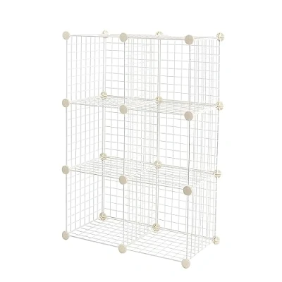Immagine di Amazon Basics Scaffali impilabili cubici con griglia metallica, 66 x 32 96.5 cm, bianco, 6 pezzi