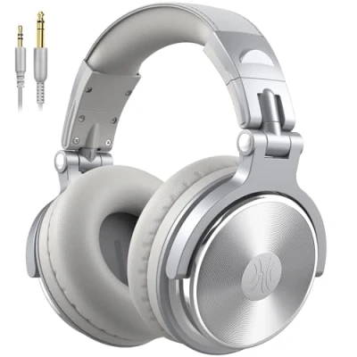 Immagine di OneOdio Pro 10 Cuffie Over Ear, Cablate con Shareporte Microfono, Jack 3,5 mm e 6,35 mm, perRegistrazione, Mixaggio, Monitoraggio in Studio, DJ, Chitarra,Podcast, PC(Grigio Argento)