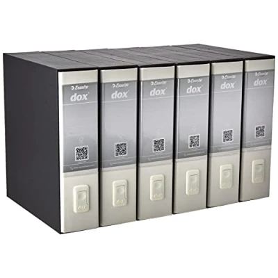 Immagine di Esselte Dox 1 Raccoglitore a Leva Formato Commerciale D8, A4, Bianco, Confezione da 6 Pezzi