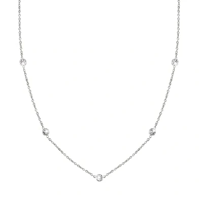 Immagine di GD GOOD.designs Collana di cristallo da donna con pietre zirconia cubica bianca (4 mm) I scintillante in acciaio inossidabile oro o argento 18 carati (Argento)
