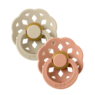 Immagine di Set di 2 Ciucci Bibs Tondo Boheme Pacifier Vanilla e Peach misura 1 (0+ mesi)