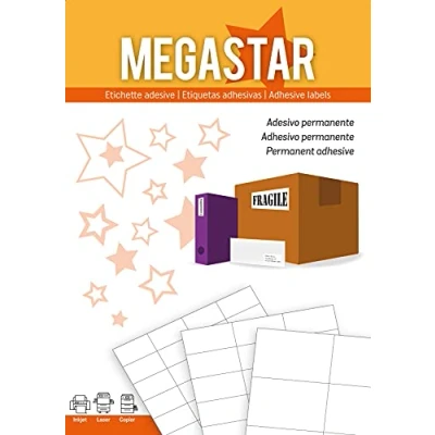 Immagine di Megastar Etichette bianche multiuso 105x57mm, Laser e Inkjet, 100 ff