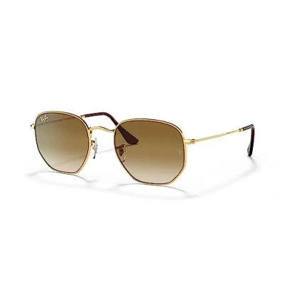 Immagine di Lunettes de soleil Ray ban Rb3548 hexagonal col. 001/51 Unisexe Géométrique Or