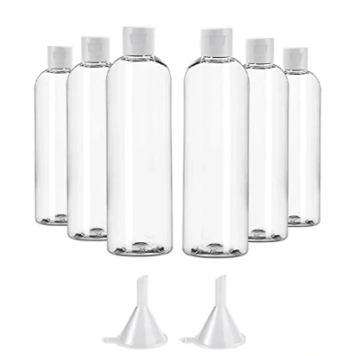 Immagine di BUZIFU 6 Pezzi Bottiglie di Viaggio Plastica 100 ML Bottigliette Aereo Flaconi Ricaricabili Contenitori Trasparenti Vuoti con 2 Imbuti per Shampoo Lozioni Liquide Creme