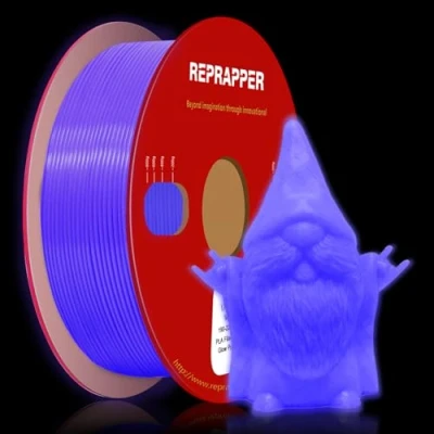 Immagine di RepRapper PLA Glow in the Dark, Viola, Filamento 1.75 (+ 0.03mm) 1kg per Stampante 3D e Penna 3D, Fosforescente che Brilla nell&#039;Oscurità, Colore Viola