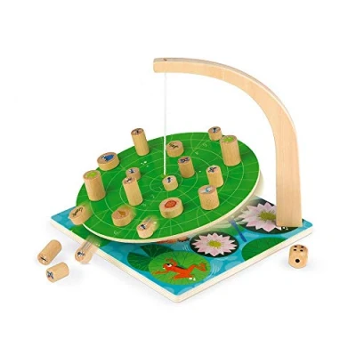 Immagine di Janod Waterlily Challenge Childrens Board Game Skill and Strategy Wooden Toy 2 to 6 Players FSC Certified Ages up J02690