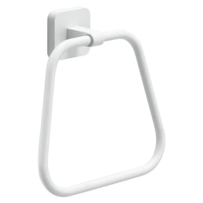Immagine di GEDY Porta Asciugamani ad Anello Tonga, Appendi in Acciaio Inox e Cromall, Fissabile con Viti Incluse o Biadesivo, Bianco Matt, 17x4,6x16cm
