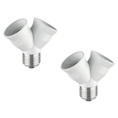 Immagine di ledscom.de 2 pezzi base E27, adattatore splitter a vie, bianco