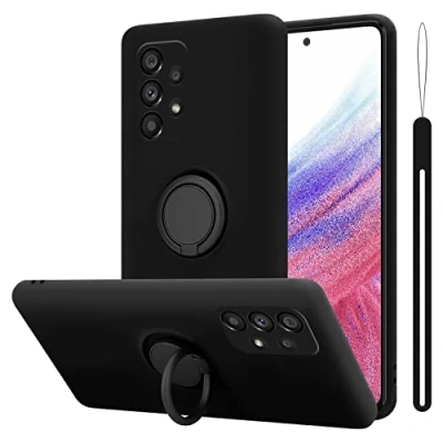 Immagine di Cadorabo Custodia compatibile con Samsung Galaxy A53 5G in LIQUID NERO Coperchio protettivo silicone TPU flessibile anello