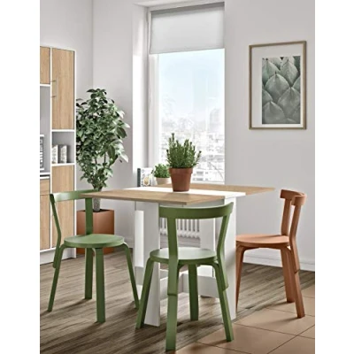 Immagine di Temahome Papillon Tavolo Cucina, Particle Board, Beige/Bianco (Oak &amp; Marble), 103/67/28 x 76 x73.4 cm
