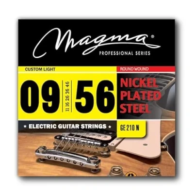 Immagine di Magma 1 set di corde per chitarra elettrica in acciaio nichelato tensione leggera personalizzata 7 (09, 11, 16, 26, 36, 46, 56) stringhe personalizzate Light (GE210N)