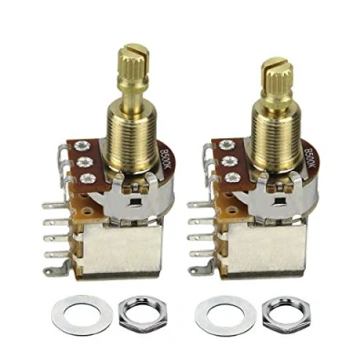 Immagine di FLEOR 2PCS Potenziometro per interruttore a pressione chitarra B500K lineare conico in rame lungo albero diviso parti di basso elettrico