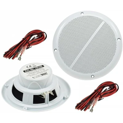 Immagine di altoparlanti esterni da 165 mm/6,5&quot;, 100 Watt, coppia di incasso per parete e soffitto, IP44, adatti interni ed esterni, 2 pezzi, colore bianco