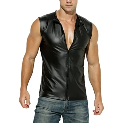 Immagine di Manview Maglia da uomo simile al lattice, Top Nero, S