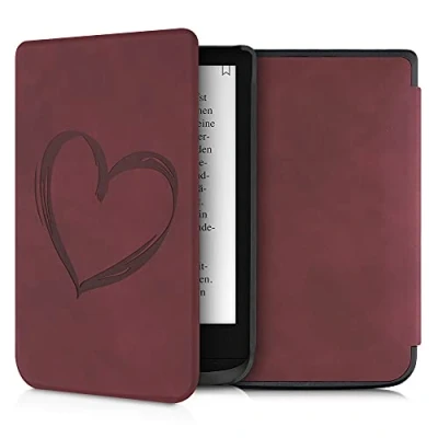 Immagine di kwmobile Custodia eReader Compatibile con Pocketbook Touch Lux 4/5/Touch HD 3/Color (2020)/ Vivlio 5 Cover eBook Reader Flip Case Magnetica Pelle PU Cuore