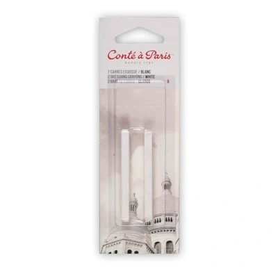 Immagine di Conté a Paris 750398 Carré Set di 2 gessetti con elevata resistenza alla luce, in pigmenti alta qualità per schizzi, disegni e ritratti, colore: Bianco B