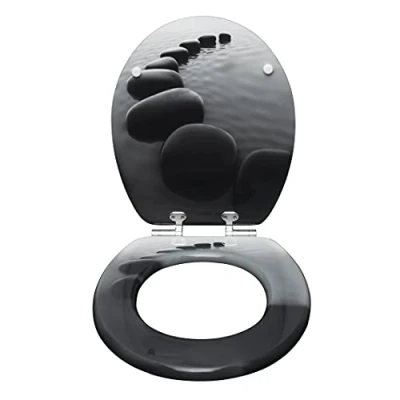 Immagine di WOLTU Sedile WC copriwater Universal, Urea Formaldeide Chiusura,Facile da Montare, MDF Materiale Antibatterico a Fissaggio Parte Inferiore, Forma di O WS2581