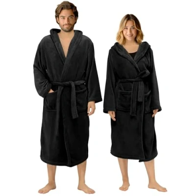 Immagine di HOMELEVEL flanella sovradimensiona accappatoio Unixex per uomini e donne sauna da viaggio morbido 5XL