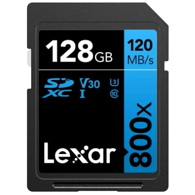 Immagine di Lexar High Performance 800x Scheda SD 128 GB, di Memoria SDXC UHS I, Fino a 120 MB/s in Lettura, per fotocamere point and shoot, DSLR fascia media, videocamera HD (LSD0800128G BNNAG)