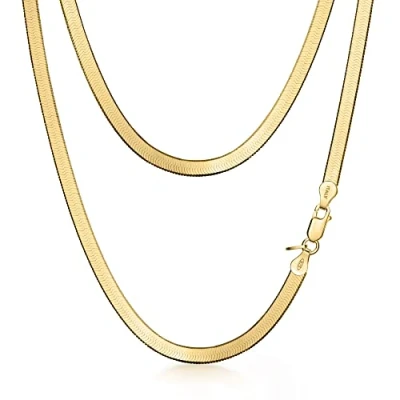 Immagine di Amberta Collana Serpente Piatta da Donna In Argento Sterling 925: Placcato Oro 18K 4.5 mm 45 cm