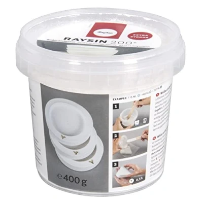 Immagine di Rayher Raysin 200 Polvere di Ceramica, Gesso da Colare, 400G, Colore Bianco, Asciuga all’Aria, Inodore, per Uso Hobbistico E Progetti Creativi, 34405102