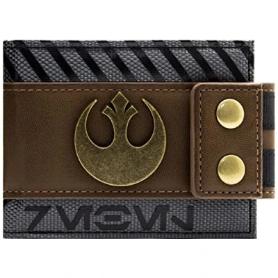 Immagine di Rogue One Star Wars Rebel Emblema Metallico a Bottone Portafoglio/Portamonete Bi Fold Porta ID &amp; Carte, Marrone