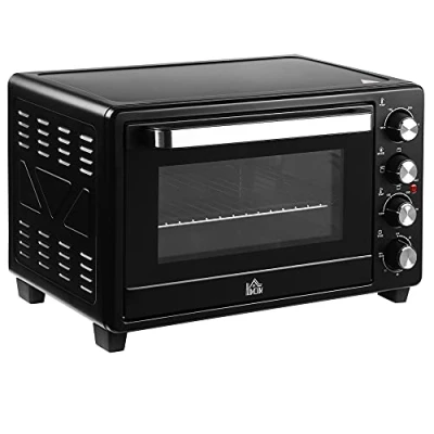 Immagine di HOMCOM Fornetto Elettrico 32L Regolazione Temperatura e Timer, 3 Modalità di Cottura Accessori, 1600W, 52.2x38.1x33.5cm, Nero