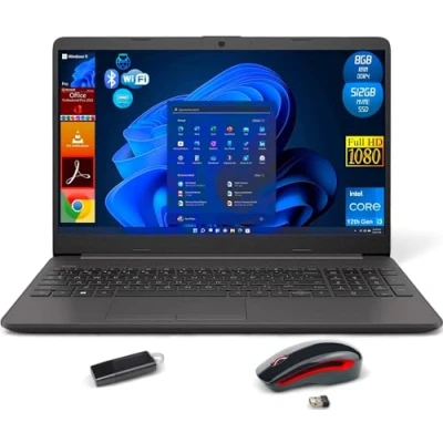 Immagine di HP Notebook 250 G9, Display Laptop 15.6&quot; Full HD, Intel Core i3 12Th, 8GB Ram DDR4, 512GB NVMe, Windows 11 Pro, Office 2021 Pro Plus, Mouse Wireless + Pendrive USB 32GB Portatile Pronto all&#039;Uso