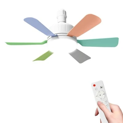 Immagine di Ventilatori da Soffitto Con Lampada, Plafoniera 30W E27 Ventilatore e Telecomando, LED a Tre Colori, 3 Velocità Timer, Per Camera Letto, Dormitorio (Colorato)
