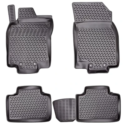 Immagine di Elmasline Design Set di tappetini in gomma 3D per VW Touareg II, anno costruzione 2010 2018, bordo extra alto 5 cm