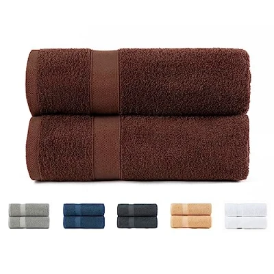 Immagine di Todocama Set di 2 asciugamani, 100% cotone da 550 g/m², extra morbido, 5501, altamente assorbente e ad asciugatura rapida. (Cioccolato, 100 x 150 cm)