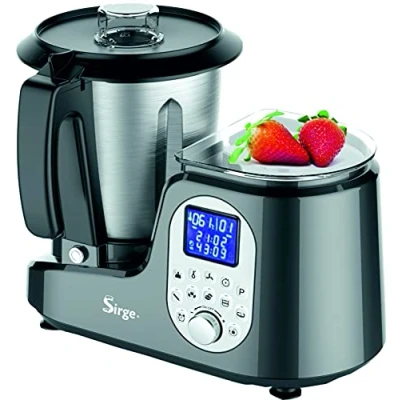 Immagine di Sirge Robot da Cucina Multifunzione NCUSINE 20 Funzioni, 12 Velocità, 120 C, Programmabile, (Cestello a Vapore Nero)