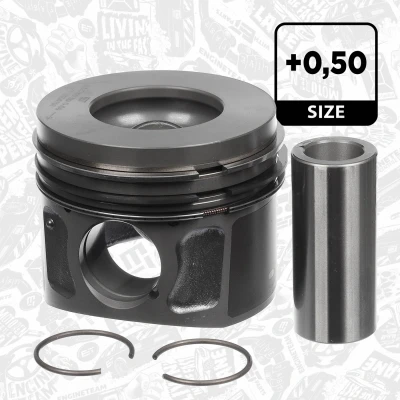 Immagine di ET ENGINETEAM PM001250 Pistone 86,5mm con fasce elastiche porta fascia elastica, canale raffreddamento, per biella trapezoidale