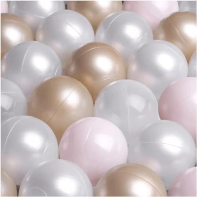 Immagine di MISIOO palline per bagno di palline, 150 pezzi, da diametro 6 cm, plastica realizzate in 100% LDPE, giocattolo bambini, rosa chiaro/perle/oro