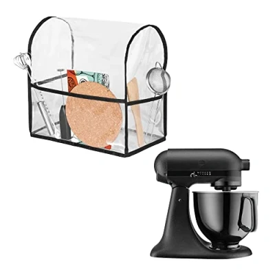 Immagine di kwmobile Custodia Protettiva per KitchenAid 4,3 4,8 litri Copertura Antipolvere TPU Robot da Cucina Cover 2 in 1 con 3x Tasche Porta Utensili Trasparente