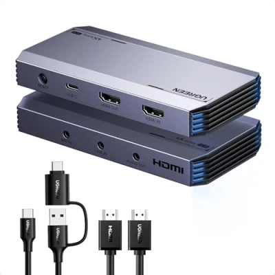 Immagine di UGREEN Scheda di Acquisizione Video HDMI USB 3.0 4K60Hz / 2K144Hz HDR VRR a C Registrazione Streaming Jack 3.5mm Microfono Auricolare Compatibile con iPad Switch PS5 Xbox PC Mac