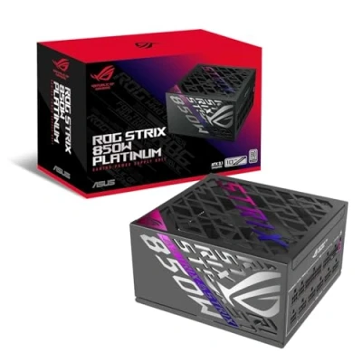 Immagine di ASUS ROG STRIX 850P Gaming, Alimentatore Modulare per PC, 850W di Potenza, PCle Gen 5.0, 80 Plus Titanium, Standard ATX 3.1, Ventola con Doppio Cuscinetto a Sfera, Nero, GAMING