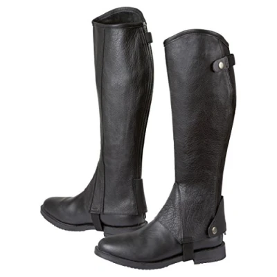 Immagine di Covalliero, Mini chaps Elasto in pelle con inserto elastico, Nero (schwarz), L