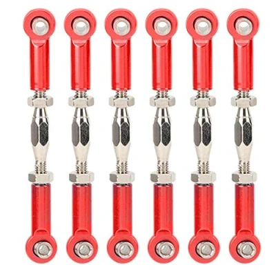 Immagine di Tbest RC Pull Rod, 6 Pezzi servo Link Regolabili Tirante in Lega di Alluminio tiranteria Set tiranti per Hobby Modello Auto(Rosso)