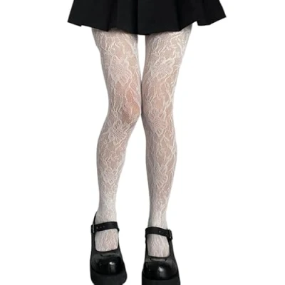 Immagine di Myazs Donne Calze a rete Collant Gotico Stile Preppy Multicolore Floreale Pizzo Fantasia Pura Mesh per gli uomini