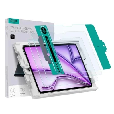 Immagine di ESR 2 Pezzi Pellicola Protettiva per iPad Air 13 Pollici 2024, Vetro Temperato, Protezione Lo Schermo Supporto di Facile Applicazione, Resistente ai Graffi, Chiarezza HD