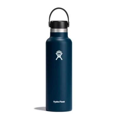 Immagine di Hydro Flask Standard Mouth Bottiglia d&#039;acqua da 621 ml (21 oz) Acciaio inossidabile con isolamento sottovuoto, coperchio a prova di perdite e rivestimento in polvere Indigo