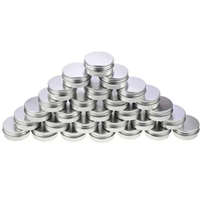 Immagine di LJY Lattine di alluminio rotonde da 28 pezzi metallo con coperchio a vite Vasetti scivolo vuoto (1 oz / 30 ml)
