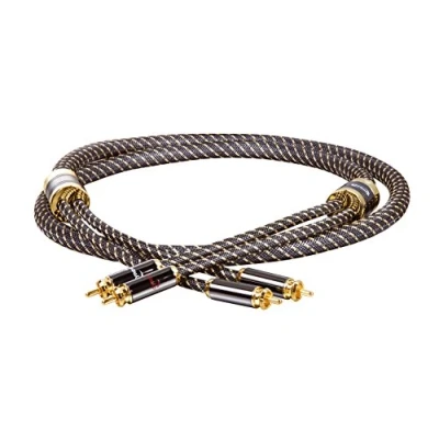 Immagine di Dynavox Black Line Cavo RCA stereo, con schermatura multipla, in rame ad alta purezza, connettori placcati oro 24 K, 1,5 m