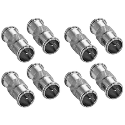 Immagine di Poppstar 8x F Iniezione rapida del connettore (F Quick adattatore SAT plug su entrambi i lati), per cavo coassiale, dell&#039;antenna, argento