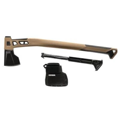 Immagine di Gerber Accetta da Campeggio e Outdoor, Fodero incluso, Con Paracord, Bushcraft Axe, Acciaio temprato on rivestimento in PTFE, Marrone, 31 003780