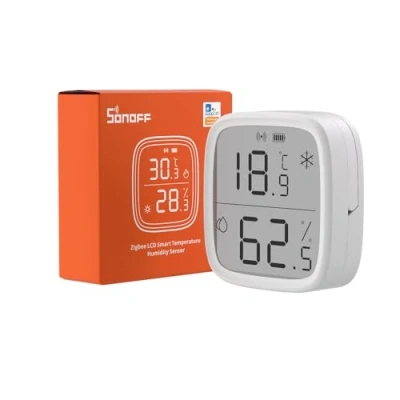 Immagine di SONOFF SNZB 02D Mini sensore di temperatura e umidità ZigBee, termometro igrometro per interni, display LCD, compatibile con Alexa/Google Home