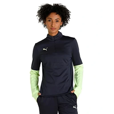 Immagine di PUMA Individualliga Top da Donna con Zip a 1/4, Sudore, Luce frizzante Notturna parigina, L