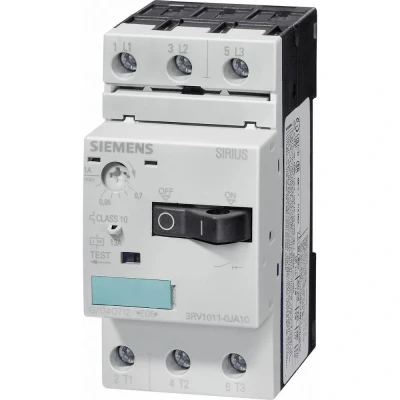 Immagine di Siemens 3RV1011 1AA10 Interruttore 1 pz. 3 NA Regolazione (corrente): 1.1 1.6 A Tens.comm.max: 690 V/AC (L x P) 45 90 81 mm
